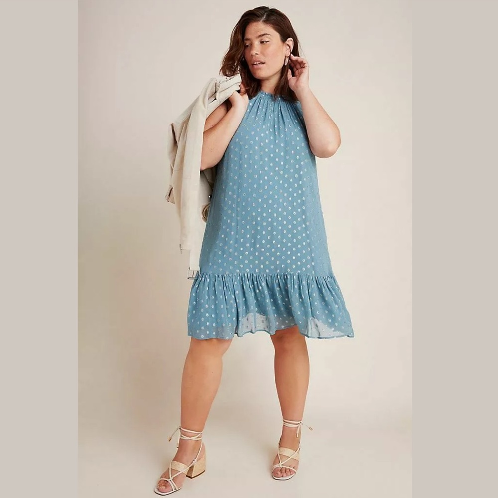 Anthropologie 1X Natalie Flounced Tunic Dress NWT